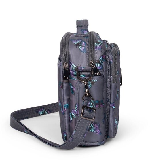 LUG Navigator Butterfly Grey RFID Messenger Crossbody Tote Bag - Picture 2 of 7
